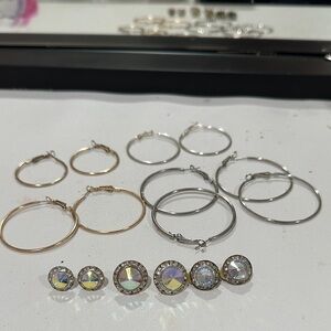 Competition Dancers: Gold /Silver Hoop and Stud Earring Sets- used once!